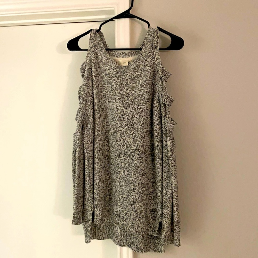 Grey sweater with arm cutouts